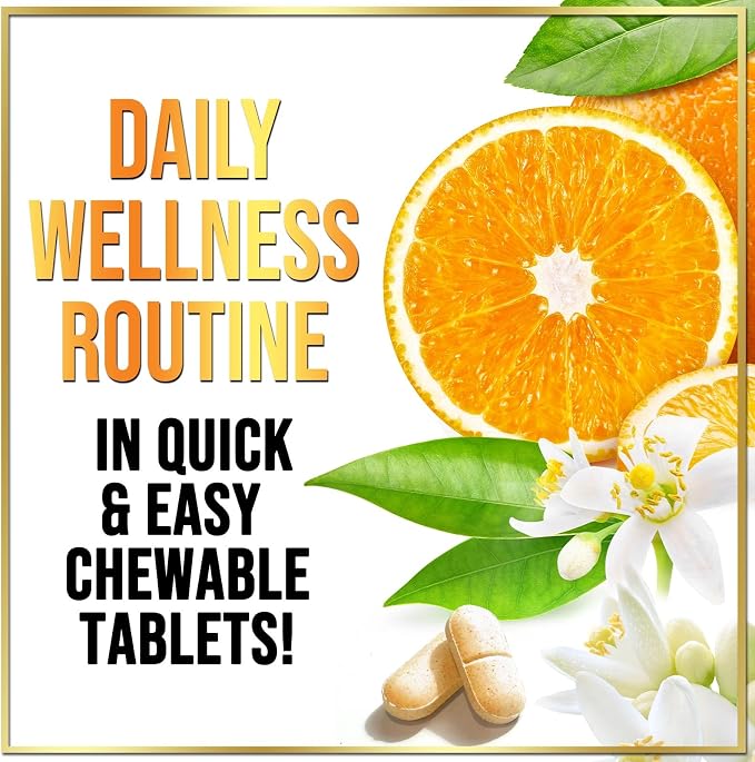 Vitamin C 1000mg Per Serving - Extra Strength with Rose Hips Bioflavonoids - Sugar Free Vitamin C Chewable Pills, Vit C Supplement for Immune Support & Antioxidant, USA Bottled - 60 Chewable Tablets