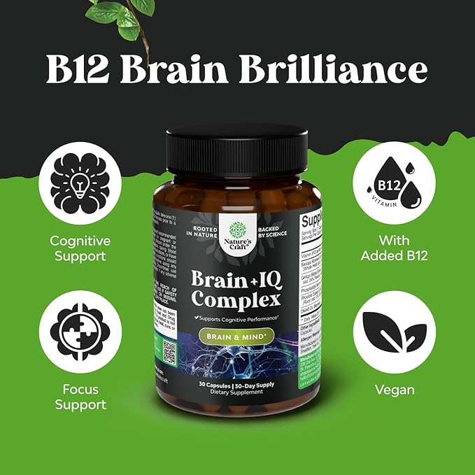 Nootropic Memory Supplement for Brain Support - Memory Pills for Brain Boost and Natural Energy Booster - VIT B12 Bacopa Monnieri Rhodiola Rosea DMAE Ginkgo Biloba Phosphatidylserine Supplement 2pack