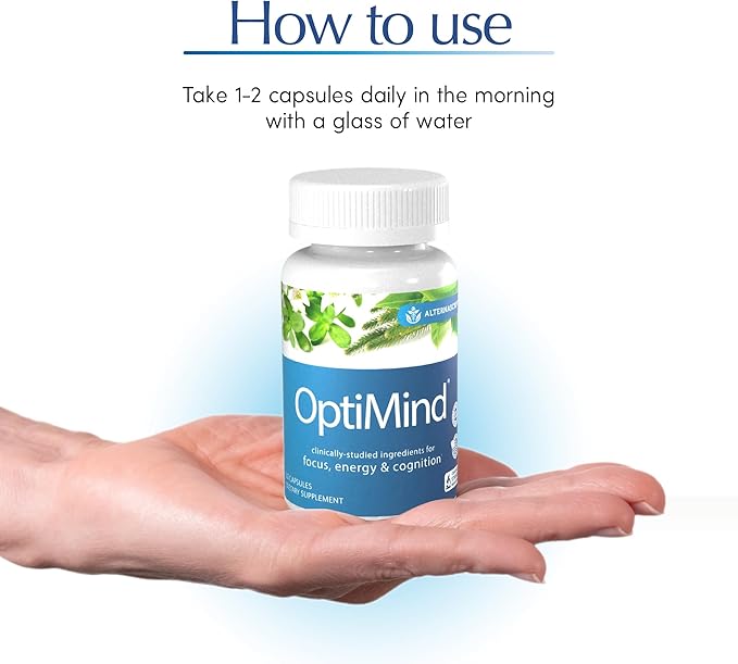 Optimind Brain Supplement for Memory and Focus, Nootropic with Synapsa®, Phosphatidylserine, Vitamin B1 B12, Non-GMO, Mental Clarity, Cognitive Support, Clinically Studied Ingredients, 96 Capsules