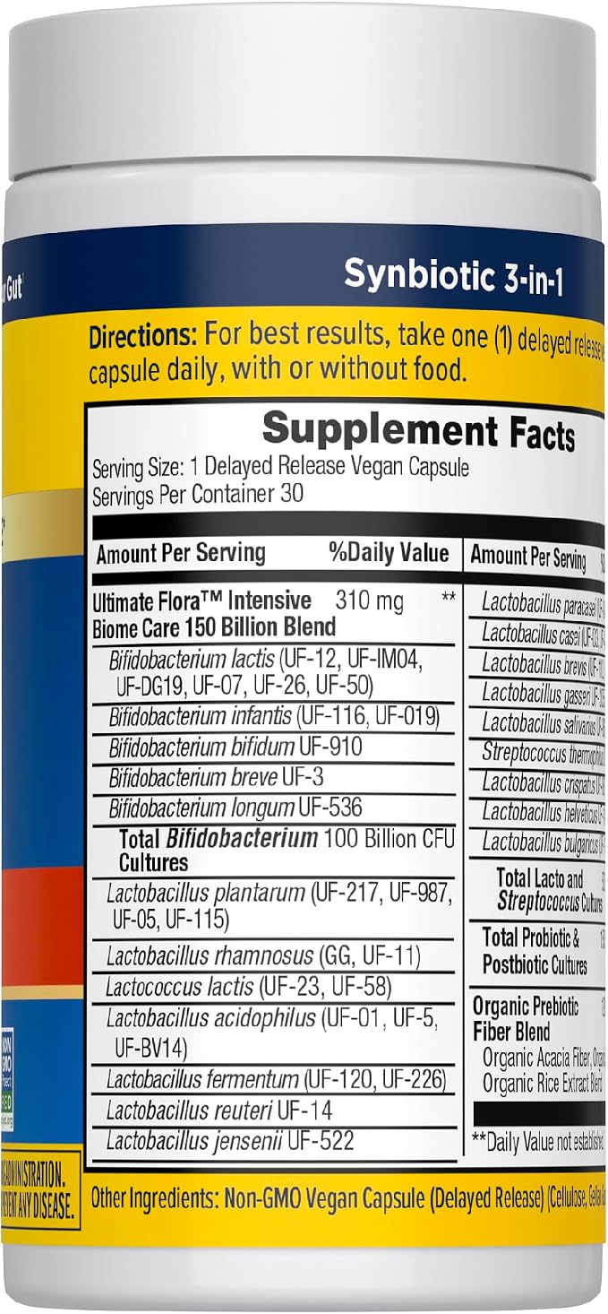 Renew Life Ultimate Flora Adult Ultimate Care Probiotic, 150 Billion, 30 Caps (Package May Vary)