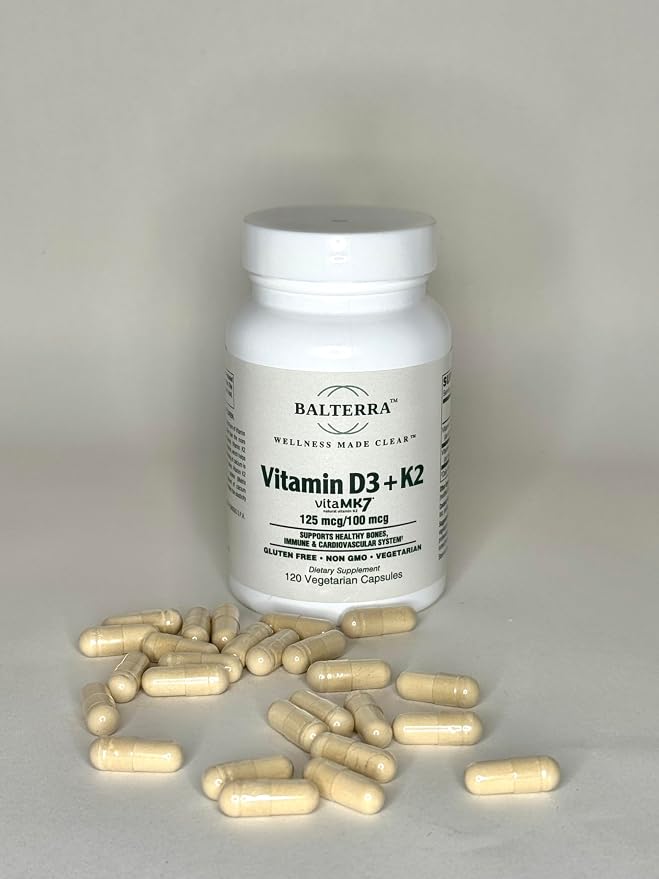 Vitamin D3 + K2 by Balterra – Bone, Immune & Heart Support Supplement