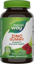 Nature's Way Zinc Gummies, Immune Support Gummy with 100% Daily Value of Zinc per 1-Gummy Serving*, Adults & Kids 9+, Gluten Free, Plant-Based Pectin, Mixed Berry Flavored, 120 Gummies