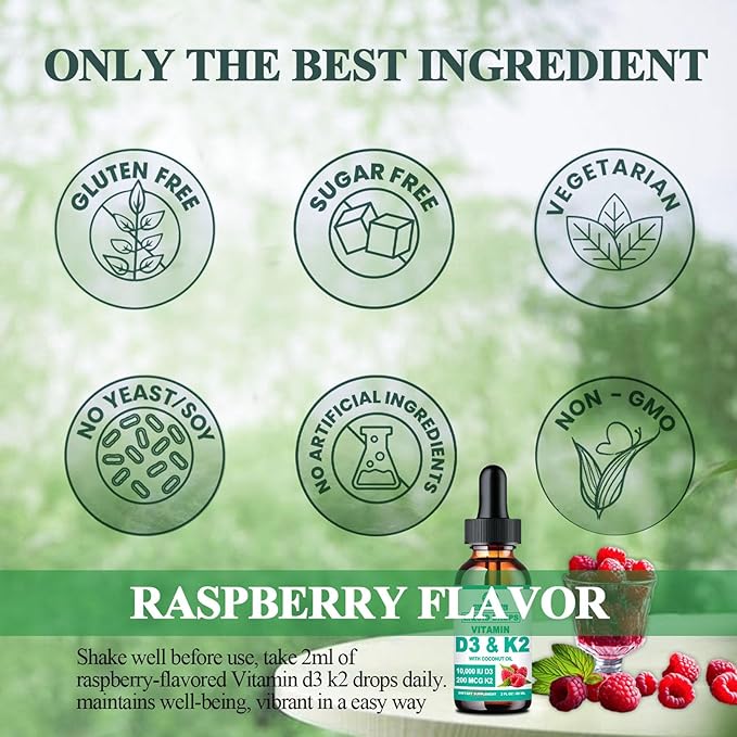 D3 K2 Vitamin 10000iu, Liquid Drop Vitamin D3 With K2 (MK-7)200mcg Coconut Oil, 6X Stronger Than D3 K2 Sofegels, Magnesium Zinc for Absorption -K2 D3 Vitamin Supplement for Joint Teeth & Bone Health