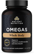 Ancient Nutrition Ancient Omegas Whole Body - ALA, DHA, EPA, from Wild Caught Fish - 90 Capsules
