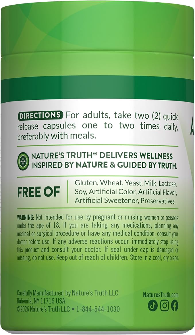 Nature's Truth Ashwagandha Capsules | Herbal Supplement | 90 Count | Non-GMO & Gluten Free