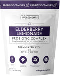 JUST INGREDIENTS Elderberry Lemonade 3-in-1 Probiotic Complex - Prebiotics, Probiotics & Postbiotics - 30 Sticks