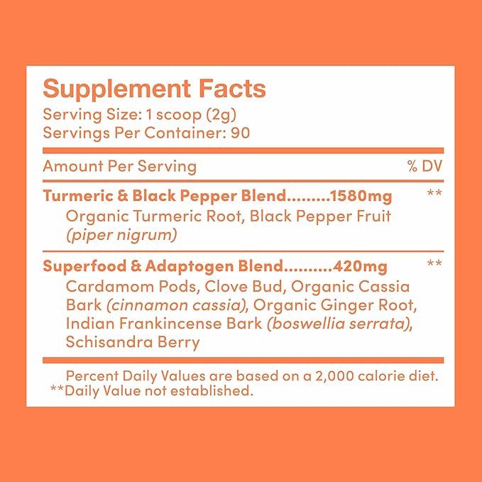 Further Food Superfood Turmeric Root Powder - Maximum Absorption, Natural Immune Booster, Golden Milk Blend, Sugar Free, Keto, Vegan, Non-GMO, 6.35 Oz