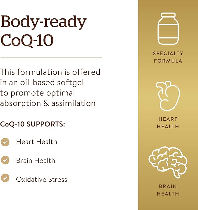 Solgar Megasorb CoQ-10 100 mg, 90 Softgels - Supports Healthy Aging - Coenzyme Q10 Supplement - Enhanced Absorption - Non-GMO, Gluten Free, Dairy Free - 90 Servings