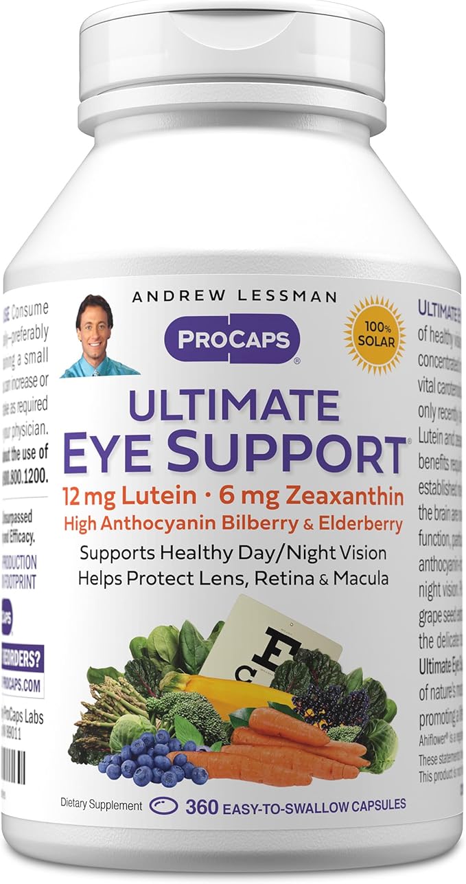 ANDREW LESSMAN Ultimate Eye Support 360 Softgels - 12mg Lutein, 6mg Zeaxanthin, Bilberry, Key Nutrients to Support Eye Health and Promote Healthy Vision. No Additives. Easy to Swallow Softgels