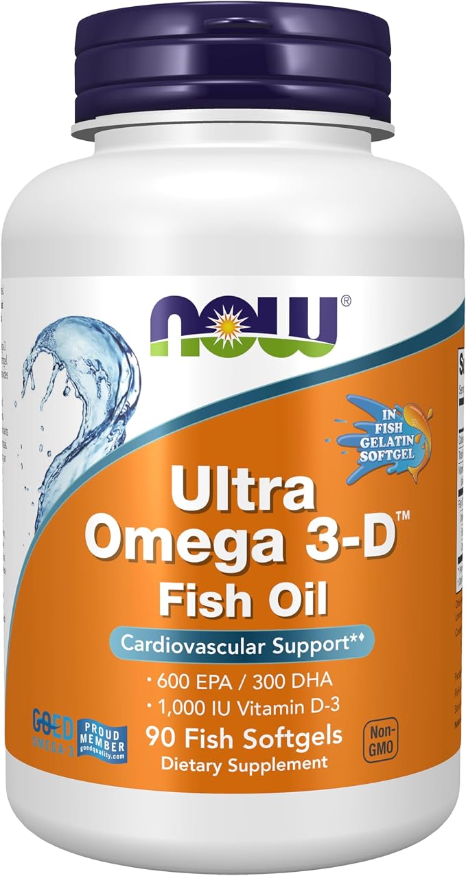 NOW Supplements, Ultra Omega 3-D™, Omega-3 Fish Oil + Vitamin D-3, Cardiovascular Support*, 90 Softgels