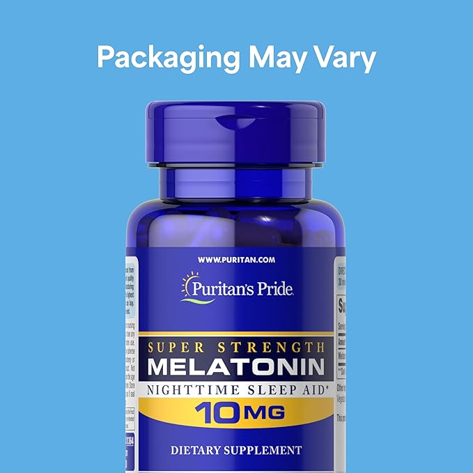 Puritan's Pride Premium Super Strength Melatonin 10mg Sleep Aid, Dietary Supplement for Sound, Restful, and Longer Sleep Support, 4 Month Supply, 120 Rapid Release Capsules (Packaging May Vary)