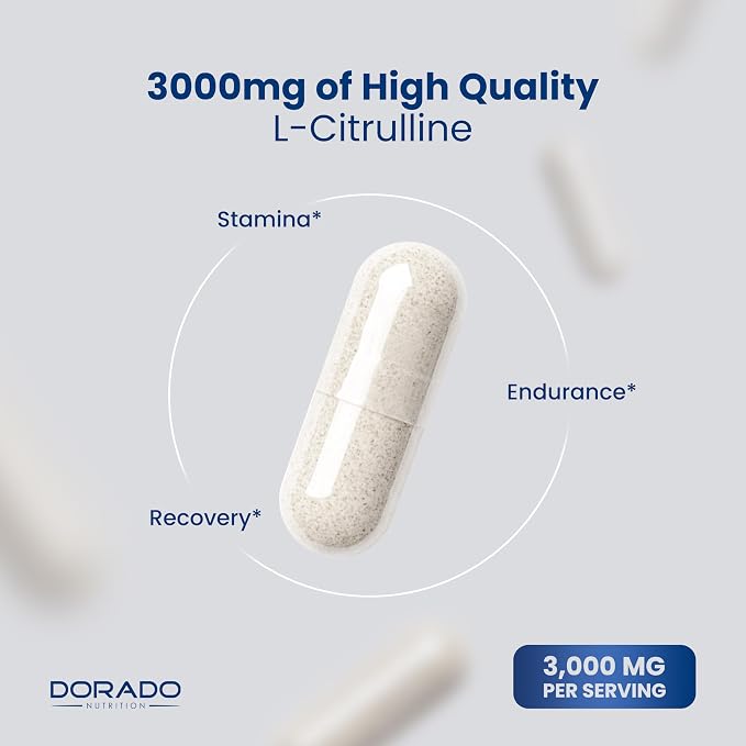 L Citrulline 3000mg Supplement (240 Capsules) Support L Arginine & Nitric Oxide Pills - L-Citrulline For Men & Women - Muscle Recovery & Pump Supplement - 3rd Party Tested, Vegan, Non-GMO - USA Made