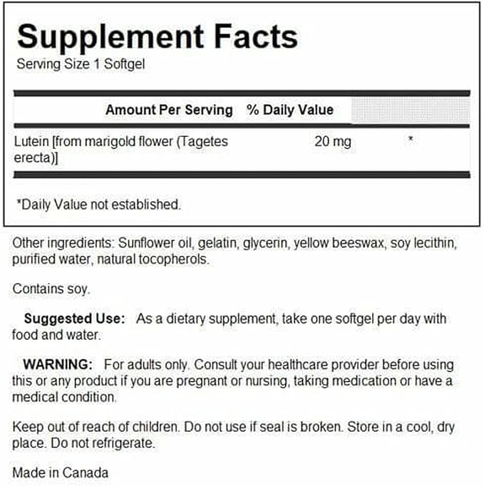 Swanson Lutein 20 Milligrams 60 Sgels