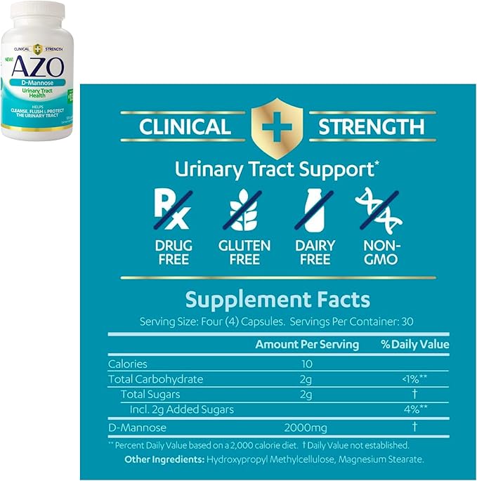 AZO Cranberry Pro Urinary Tract Health Supplement 600mg PACRAN, 1 Serving = More Than 1 Glass of Cranberry Juice 100 CT + D Mannose Urinary Tract Health, Cleanse, Flush & Protect The Urinary Tract 120