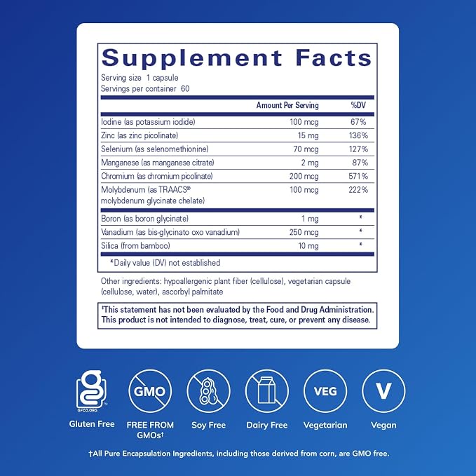 Pure Encapsulations Trace Minerals - Multimineral Supplement - Mineral Supplement - Supports Metabolism & Cellular Function* - Gluten Free & Vegan - 60 Capsules