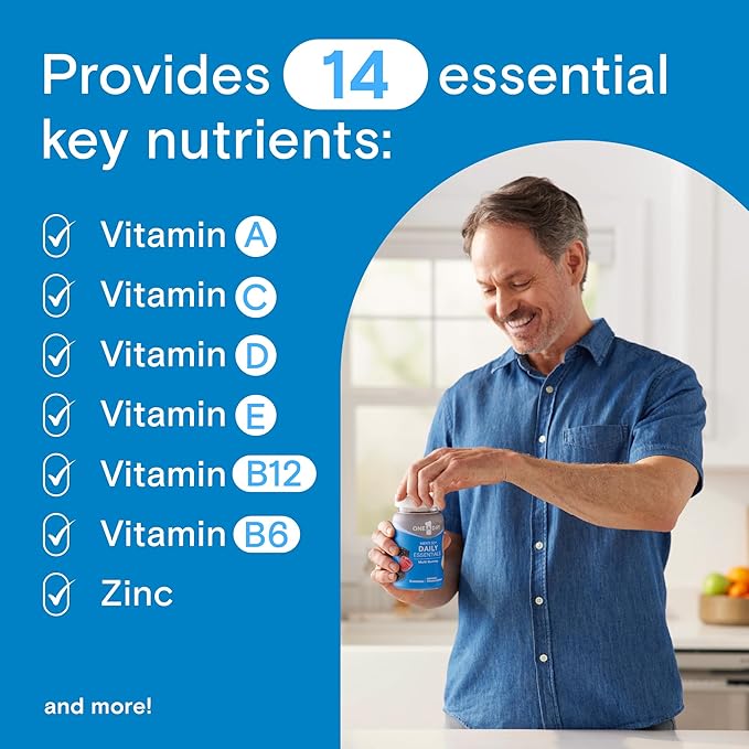 One A Day Men’s 50+ Daily Essentials Multivitamin Gummies, Multivitamin for Men Over 50, Fruit Medley Flavor, 120 Gummies