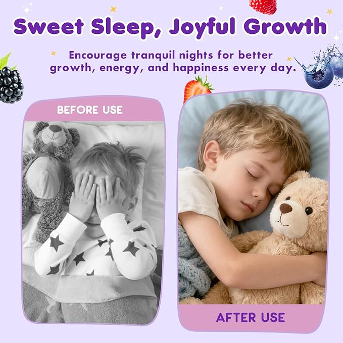 Magnesium Glycinate Liquid for Kids - Magnesium Bisglycinate Drops with L-Theanine, Chamomile & Vitamin B6, B12, C, D3 for Sleep, Relaxation, Immune Support, Calm & Focus - 2 Fl Oz, Mixed Berry Flavor