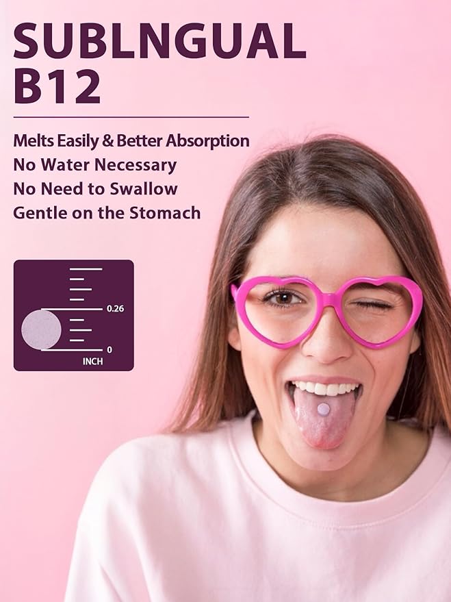 Vitamin B12 Sublingual, Methylcobalamin 5000mcg for Energy Production, Energy, Nerve & Cell Support, Natural Peach Flavor, Vegan, Zero Sugar, 240 Fast Dissolve Tablets