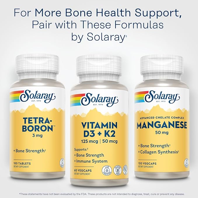 SOLARAY Vitamin D3 K2, K2 D3 Vitamin Supplement for Calcium Absorption, Bone Strength, Cardiovascular & Immune Function Support, Made Without Soy, 60-Day Guarantee, 60 Servings, 60 VegCaps