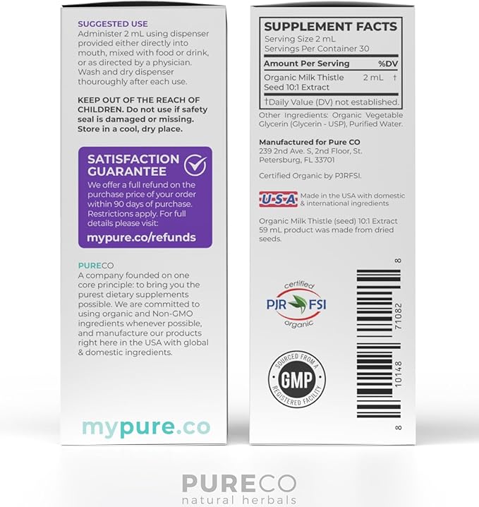 USDA Organic Milk Thistle Extract - High Potency 10:1 Silymarin Milk Thistle Liquid Liver Cleanse Detox & Repair Supplement - Vegan Non-GMO & Alcohol-Free Liver Support Supplement (30 Servings)