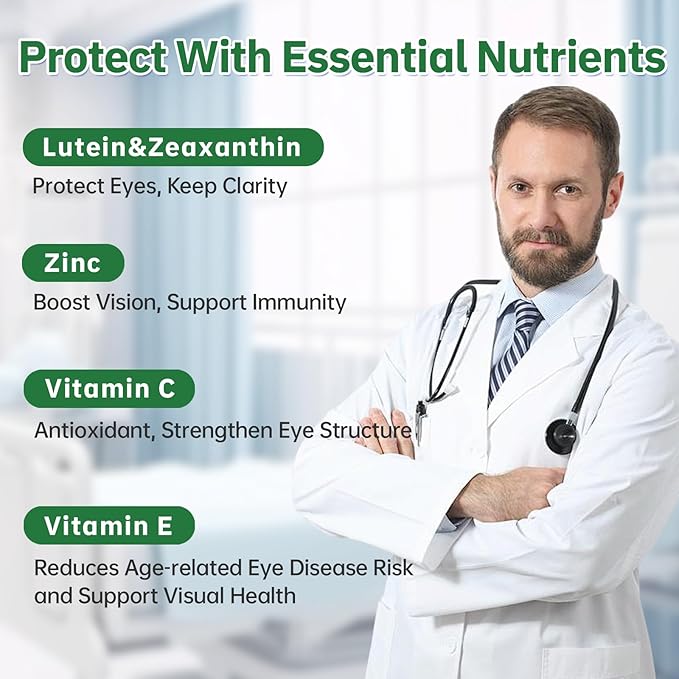 Zooone Lutein Eye Vitamins Supplement 90pcs, Lutein & Zeaxanthin for Women Men to Against Macular & Dry Eye, Multivitamin for Vision & Ocular Health with Zinc, VC, VE
