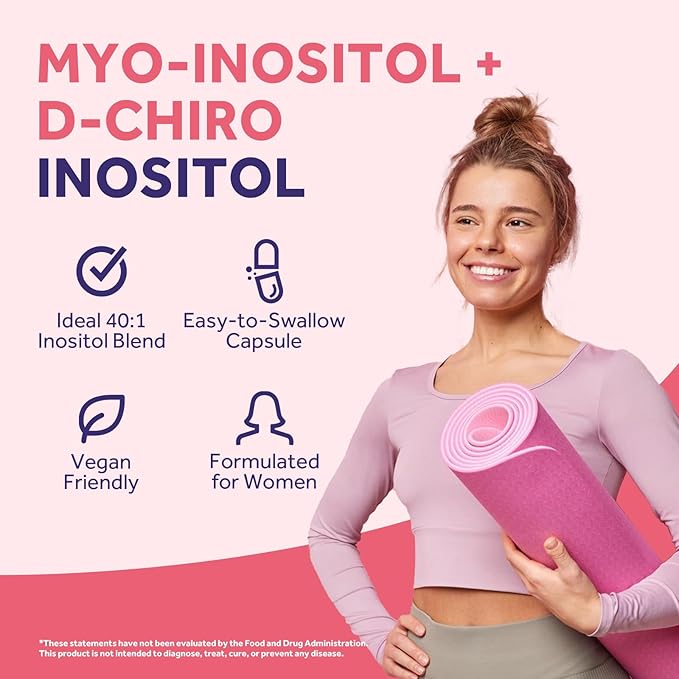 Doctor's Recipes Inositol Supplement for Women, Myo-Inositol & D-Chiro Inositol Capsules 2050mg per Serving, Ideal 40:1 Blend, 120 Vegan Caps