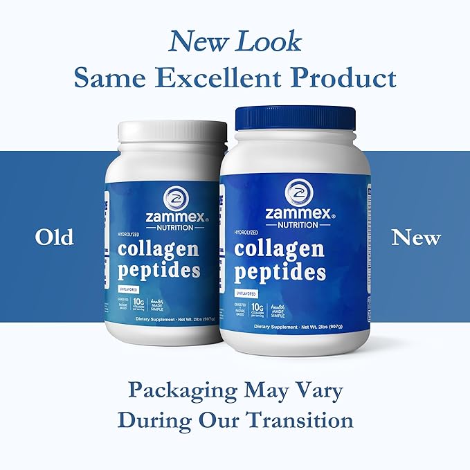 Zammex Collagen Peptides Powder, 90 Servings, Unflavored Instant Powdered, Pure Hydrolyzed Collagen Protein Powder (Type I, III) 100% Grass Fed, Paleo & Keto, Non-GMO, for Skin Hair Nail Joint
