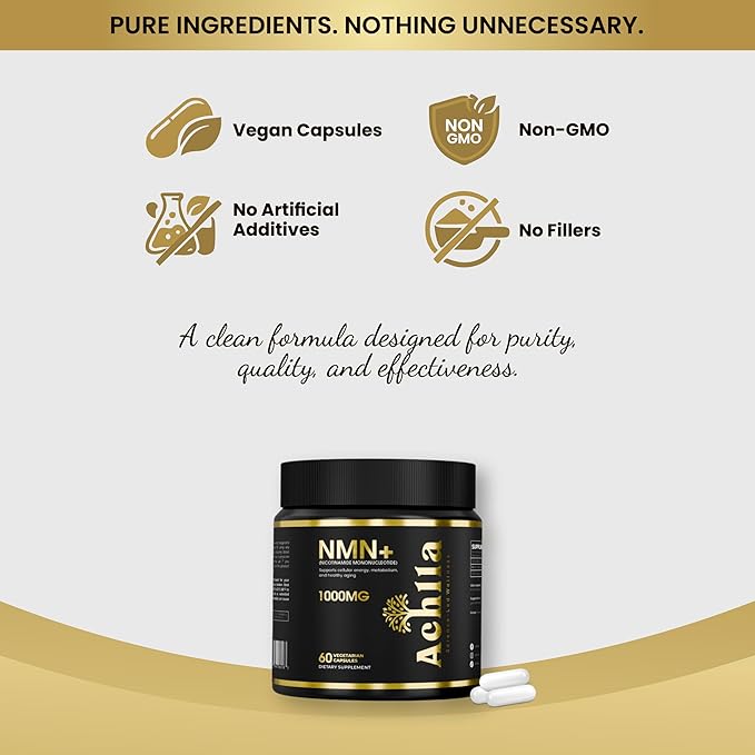 NMN Nicotinamide Mononucleotide Supplement 1000 mg Per Serving – High Strength NMN Capsules for Daily Wellness Routine – 30 Servings Per Container – Vegetarian Capsules with Clean Formula