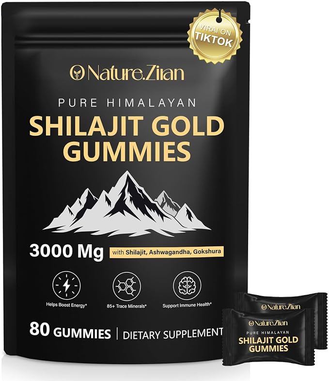 Shilajit Gummies for Men & Women - Shilajit Gold Gummies Rich In Ashwagandha, Gokshura with 85+ Minerals, Authentic Flavor,Organic, Zero Sugar & Vegan, 100% Natural - 80 Count (80 Count (Pack of 1))