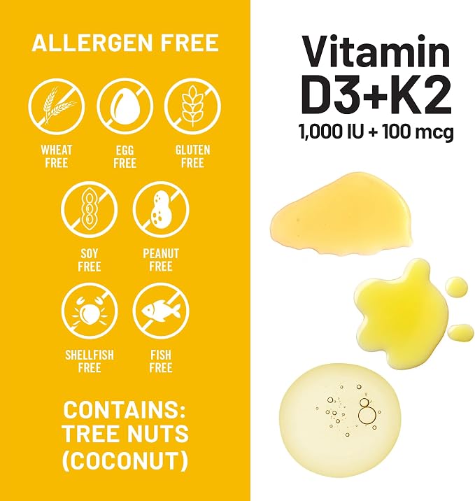 NatureWise Vitamin D3 1000IU + K2 (MK7) 100mcg with Organic Extra Virgin Coconut Oil - Supports Calcium Absorption, Bone & Immune Health - Non-GMO, Soy & Gluten-Free - 90 Softgels[3-Month Supply]