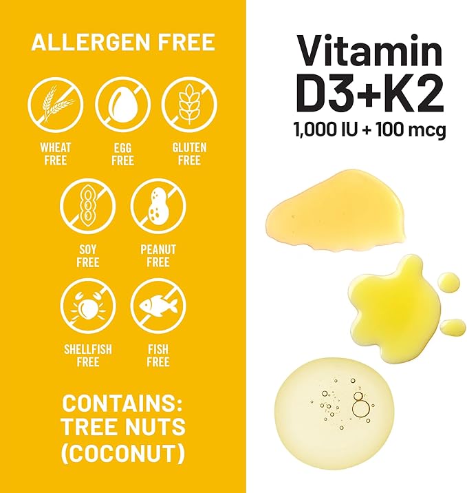 NatureWise Vitamin D3 1000IU + K2 (MK7) 100mcg with Organic Extra Virgin Coconut Oil - Supports Calcium Absorption, Bone & Immune Health - Non-GMO, Soy & Gluten-Free - 30 Softgels[1-Month Supply]