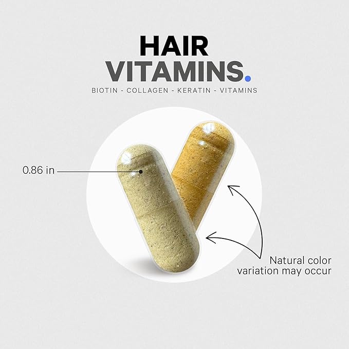 Codeage Hair Vitamins 10000 mcg Biotin, Keratin, Collagen, Vitamin A, B12, C, D3, E, Zinc, Turmeric, Probiotics, Enzymes, Inositol - Hair Care Support - Healthy Hair Supplement Pills - 2 Pack