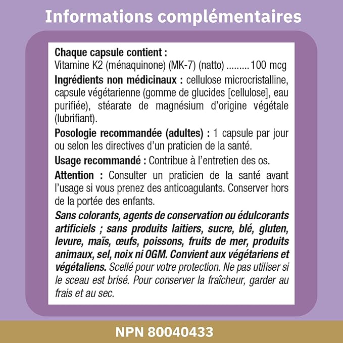 Bioclinic Naturals - Vitamin K2 100 mcg. - 90 Vegetarian Capsules