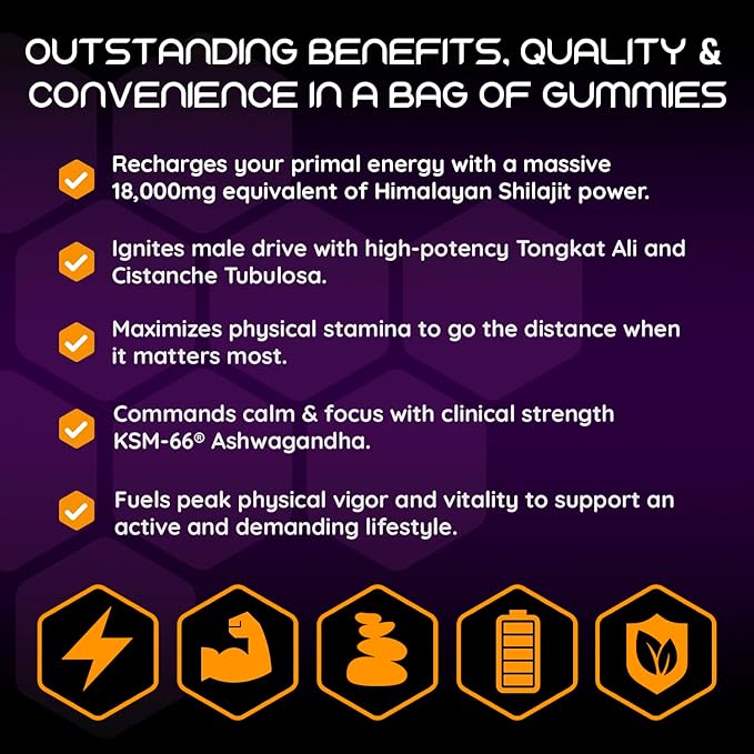 Moogu Pure Himalayan Shilajit 600mg Gummies (45 Days) Tongkat Ali 100:1, Ashwagandha KSM-66®, Maca Root, Cistanche Tubulosa, Cordyceps I Energy, Drive & Stamina I Mixed Berries - Sugar Free Vegan
