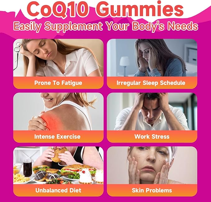 Sugar-Free CoQ10 Gummies 250mg, Plus Omega-3, Vitamin B3 & Zinc, Magnesium - High Absorption Coenzyme Q10 Supplements for Heart Health, Cellular Energy, & Antioxidant Support, 60 Count
