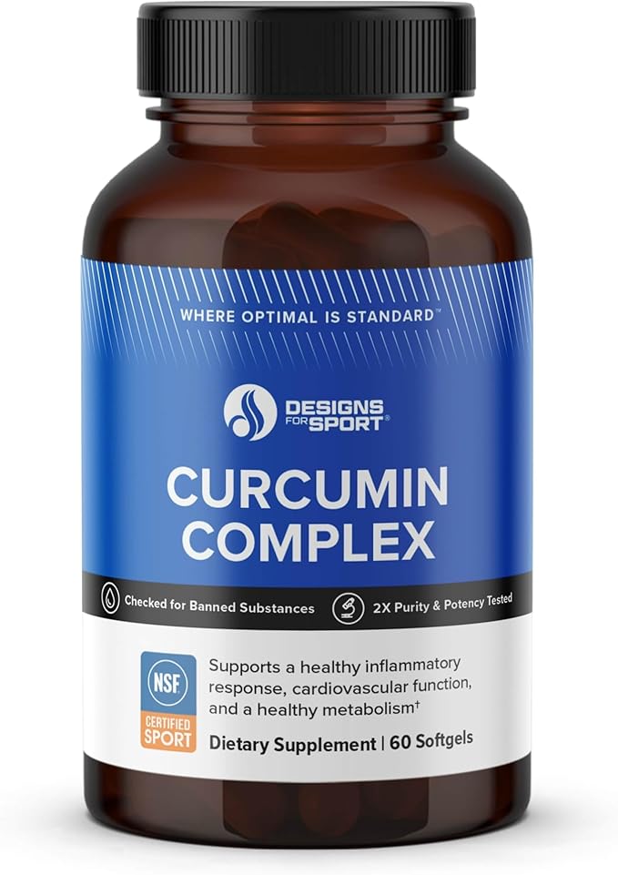 Designs for Sport Curcumin Complex - Supports Muscle Health Post-Exercise* - With Curcuminoids & Turmeric Oil - NSF Certified for Sport - 60 Softgels