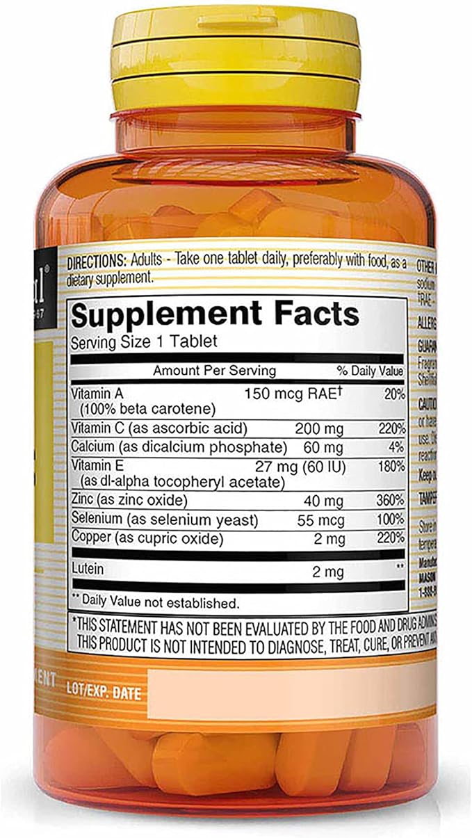 Mason Vitamins Vision Plus/Lutein Tablets, 60 Count