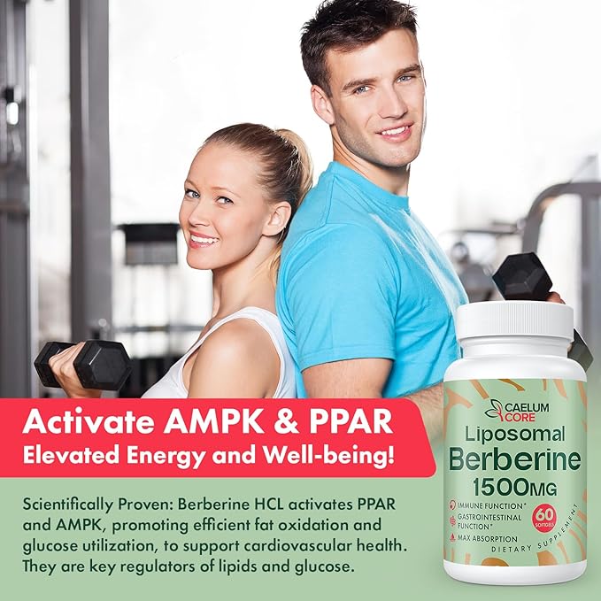 Liposomal Berberine HCL - Berberine 1500mg Activates AMPK, High Bioavailability Berberines Supplement for Women and Men, Supports Body Balance