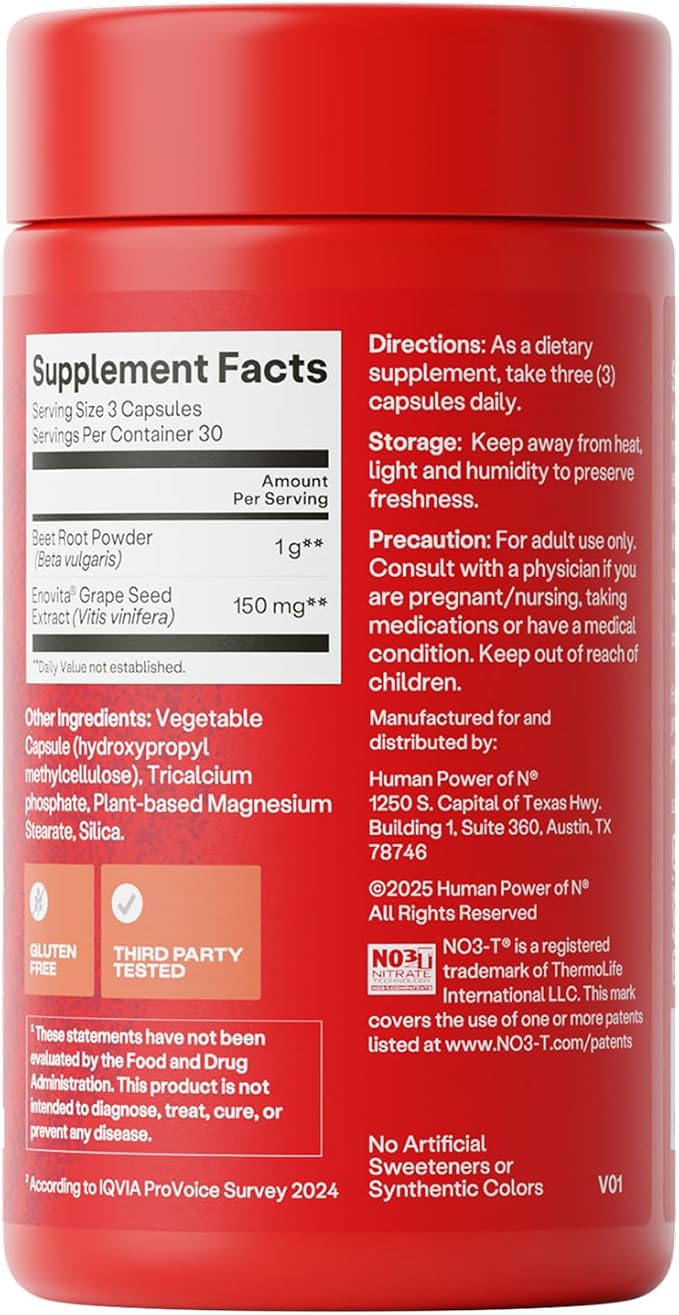 Humann SuperBeets Beet Root Capsules Quick Release 1000mg, Helps Support Nitric Oxide Production, Blood Pressure Support, Heart Health, Contains Non-GMO Beetroot Powder, Studied Antioxidants, 90 Count