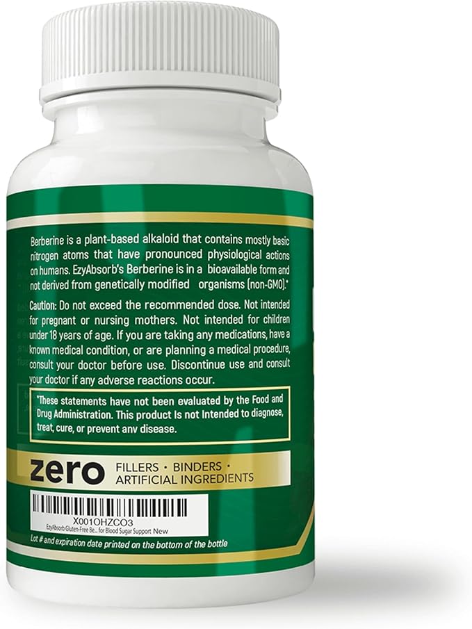 Gluten-Free Berberine 500mg, 60 Veggie Capsule w/LA-3 AMPK Metabolic Activator