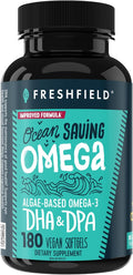 Freshfield Omega 3, DHA Supplements, Potent 1 per Day Formula, Algae (Algal) Oil, Vegan Omega, Ocean Saving Fish Oil Alt, Sustainable, Concentrated DHA per Capsule, w/DPA