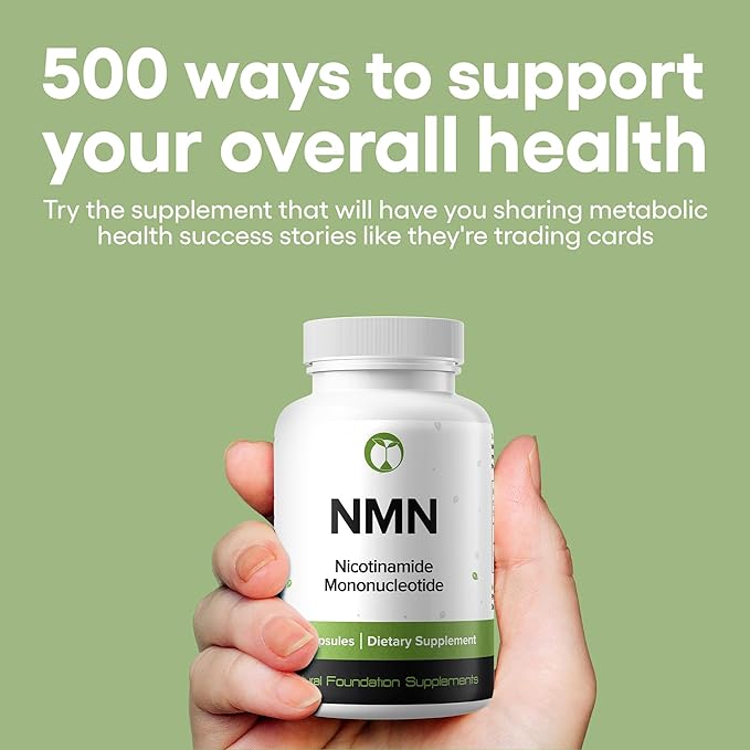 NMN 500mg Capsules 99.3% Purity | Nicotinamide Mononucleotide 30 Servings | Supports DNA Repair & Cognitive Function | Vegetarian Friendly Gluten Free Non-GMO 3rd Party Tested (30 Capsules, NMN)