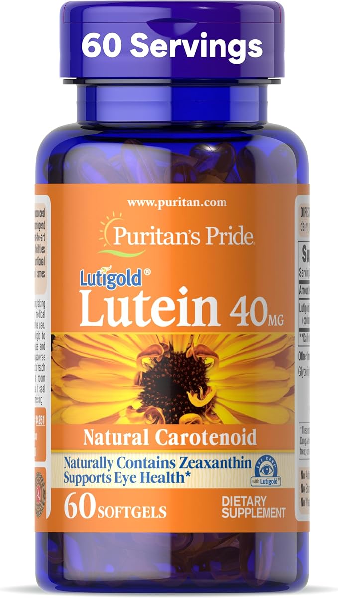 Puritan's Pride Premium Lutigold™ Lutein Carotenoid 40 mg with Zeaxanthin for Men and Women, Dietary Supplement for Eye Health Support, 2 Month Supply, 60 Easy-to-Swallow Softgels