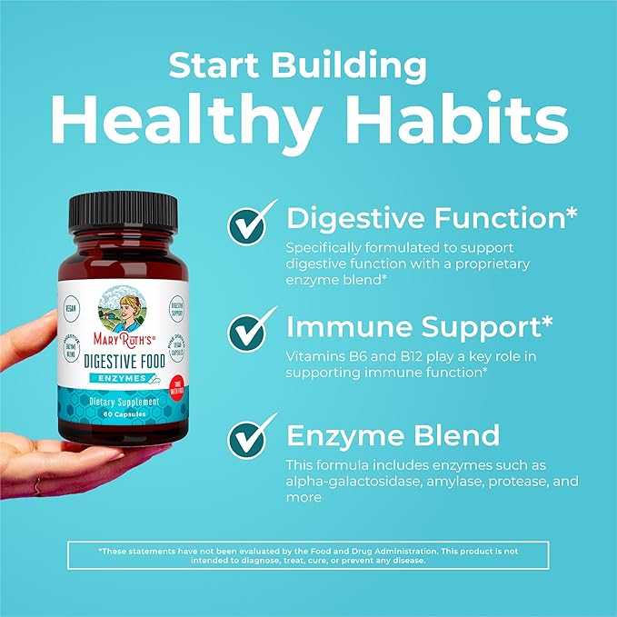 MaryRuth Organics Digestive Enzymes | Up to 2 Month Supply | Vegan Digestive Health Aid and Gut Health Enzyme Complex | Over 12 Enzymes | Vitamins B6 & B12