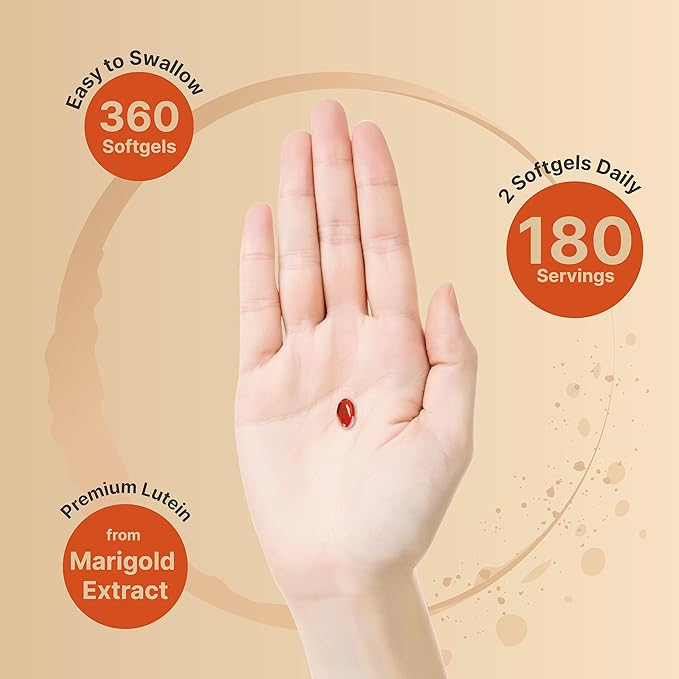 Lutein 40mg + Zeaxanthin 1,600mcg, 360 Softgels | 4-in-1 Formula with Astaxanthin, Omega-3 & Phospholipids | Marigold Flower Extract | Supports Eye, Brain & Vision Health | Non-GMO, Gluten Free
