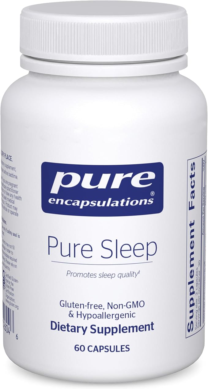 Pure Encapsulations Pure Sleep – Melatonin-Free Calming Sleep Supplement for Relaxation Support- Ashwagandha, Saffron & Valerian – Gluten-Free, Hypoallergenic, Non-GMO – 60 Count (30 Servings)