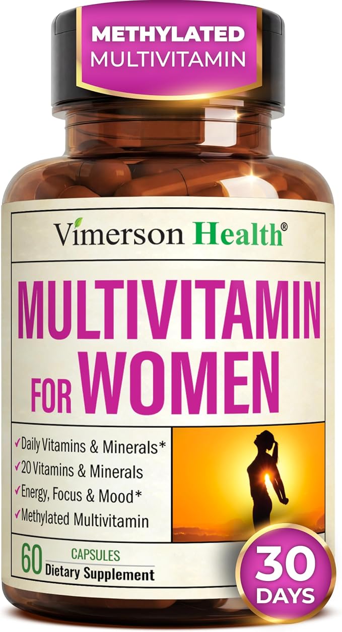Multivitamin for Women with Methylated Vitamins and Chelated Minerals for Energy, Focus and Immune Health – Premium Daily Womens Multivitamins & Multiminerals – 60 Capsules