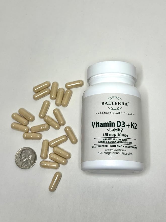 Vitamin D3 + K2 by Balterra – Bone, Immune & Heart Support Supplement