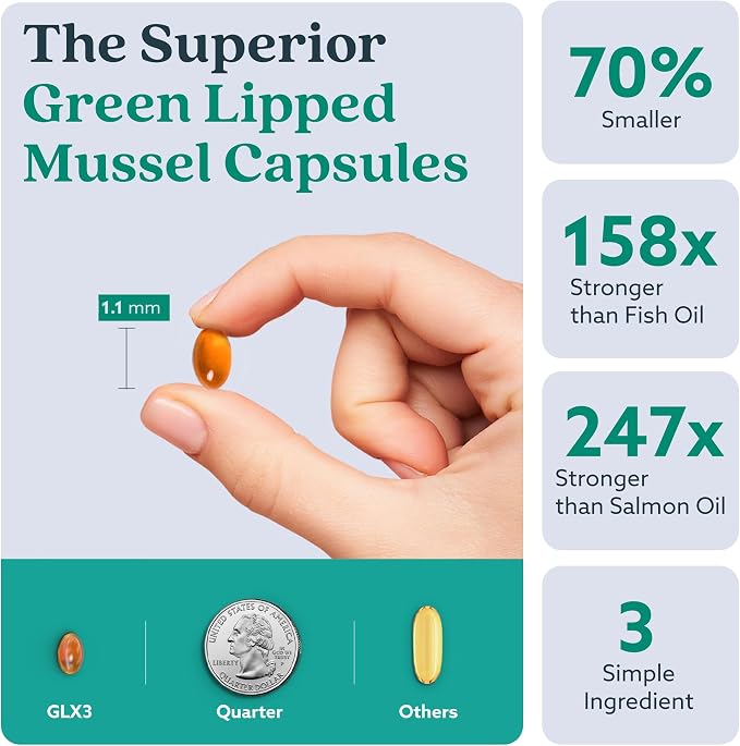 GLX3 Green Lipped Mussel Oil Capsules for Joint and Muscle Support | Extra-Strength ETA, EPA, DHA Omega-3 Green Lipped Mussel Supplement for Comfort, Flexibility & Recovery by HakaLife GLX3
