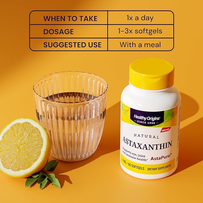 Healthy Origins Astaxanthin 4 mg, 150 Softgels - AstaPure Clinically Studied Algae - Supports Joint & Immune Health, Healthy Skin, Antioxidant for Cellular Protection & Eye Support